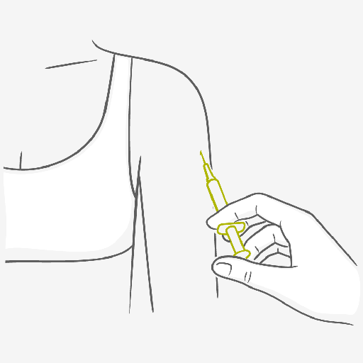 Inyección del anticonceptivo en la parte superior del brazo Inyección del anticonceptivo en la parte superior del brazo